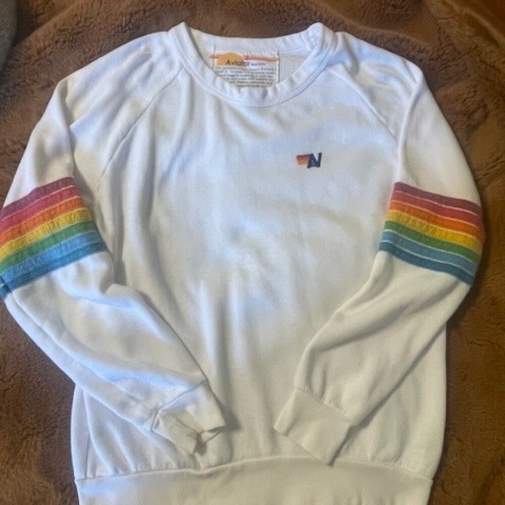 Aviator Nation White Crew Sweatshirt Size Small